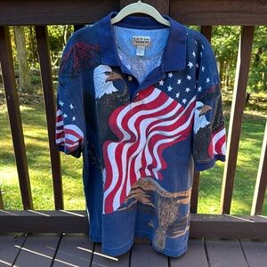 90s American Flag and Eagle Polo